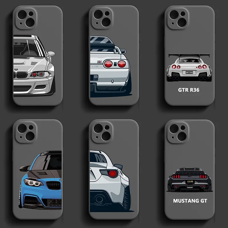 Auto Jdm Telefoon Hoesje Voor Iphone 15 14 13 Pro 12 11 Pro Xs X Xr Max 8 7 Se Siliconen Hoesjes Zachte Achterkant Voor Samsung S24 Ultra