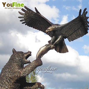 Kích thước lớn hiện đại đúc nghệ thuật đồng đồng gấu và Đại Bàng chiến đấu tượng để bán - Product Image 2