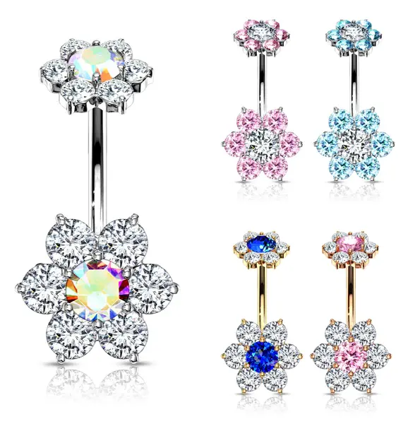 CZ Flower Belly Piercing Jewelry anello ombelico Non pendente in acciaio inossidabile