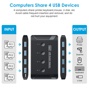 KVM开关选择器4电脑共享4个USB设备USB 3.0开关盒，用于带单独开关按钮的鼠标扫描仪打印机 - Product Image 3