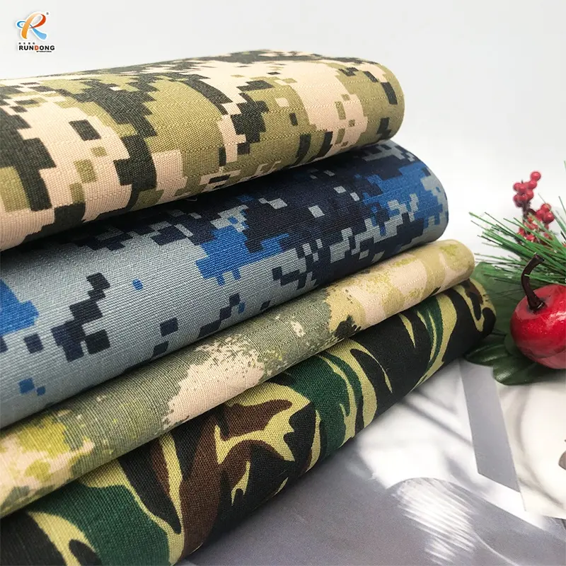 Rundong Novo produto digital personalizado 65 poliéster 35 viscose material camuflagem tecido uniforme