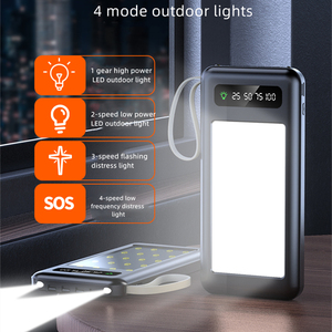 20000mAh Power Bank with Lanyard <strong>Design</strong> Mobile Phone Holder 2USB <strong>Output</strong> &amp; 1 4 Charging Cable Strong Light Camping Lamp - Product Image 2