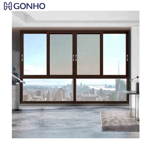 Fransız sürgülü pencere tasarımı temperli cam 3 Panel sürgülü pencere renk mavi cam balkon sürgülü pencereler ızgara - Product Image 2