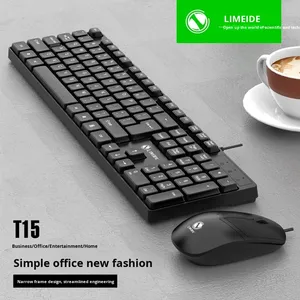 Barato T15 Slim USB con cable teclado y ratón conjunto impermeable escritorio portátil función Compatible para oficina o uso doméstico - Product Image 5