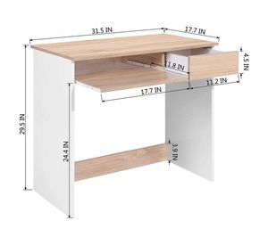 Mesa de estudio para ordenador, escritorio de madera con cajones de armario y bandeja de teclado, mesa de PC de escritorio - Product Image 3