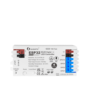 GLEDOPTO ESP32 WLED контроллер, 4 выхода, 15А, предохранитель, микрофон, звук, Динамический свет, USB-C UART, сделай сам, энергосберегающий реле, переключатель уровня - Product Image 1
