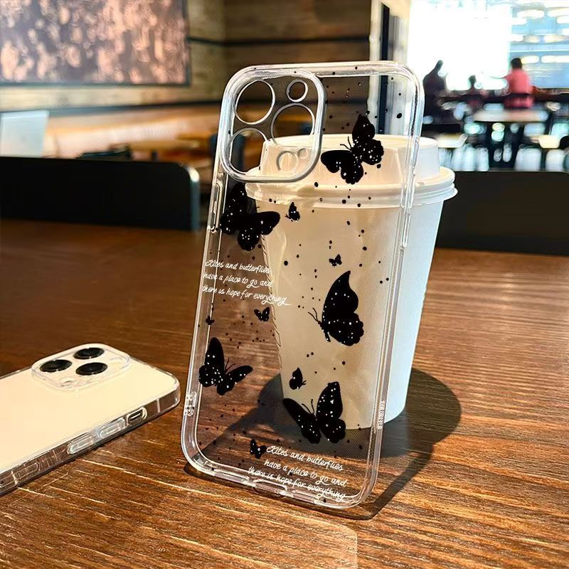 Transparent - White-spotted Black Butterfly