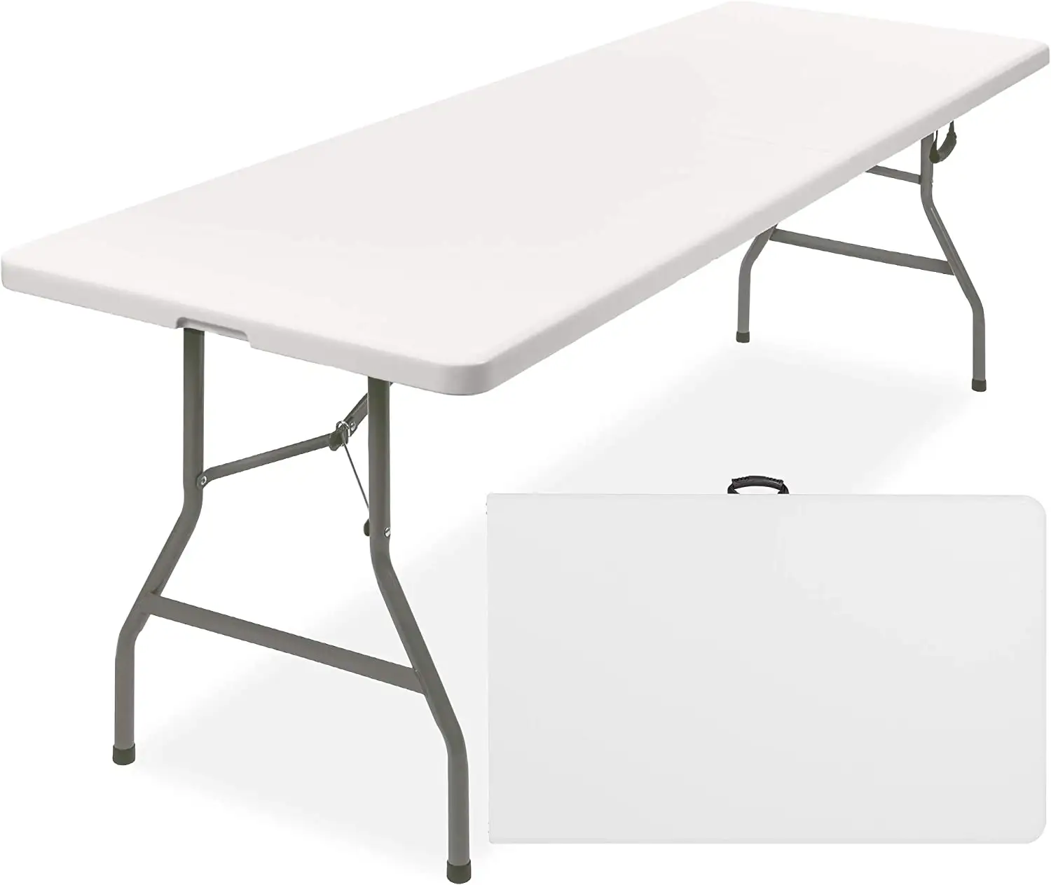 Indoor Outdoor Heavy Duty Portable Picnic Party Camping White Plastic Folding Table with Handle Lock