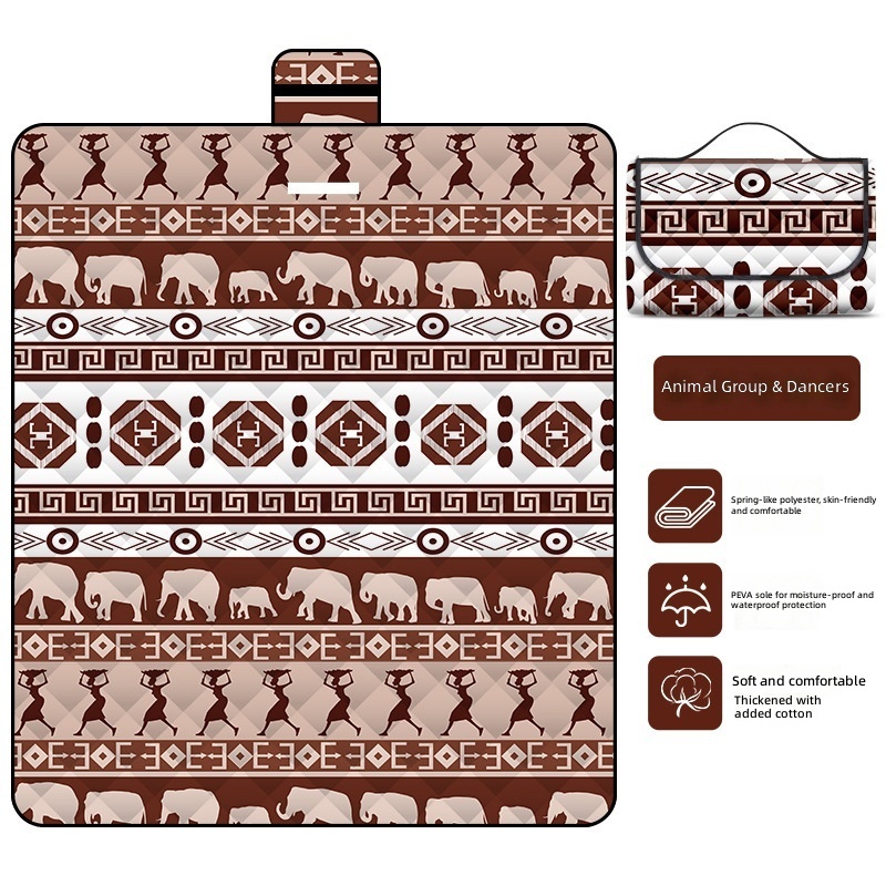 Elephant Group and Dancer Ultrasonic Picnic Mat