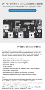 Hot Raspberry PI CM4 PCI-E Hochgeschwindigkeits-SATA3.0-Schalt platine PCIE zum Quad SATA3.0-Erweiterungs platinen modul - Product Image 5