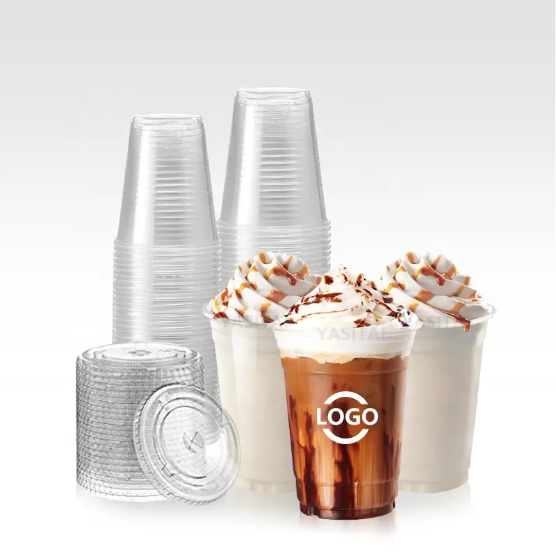 En Plastique transparent Glacé Café 16 Oz Jus Milkshake Smoothie Tasse de Récipient Avec Couvercle