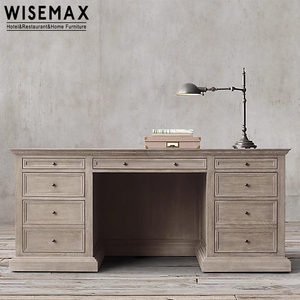 WISEMAX mobili stile America mobili per la casa in legno massello di quercia tavolo da Computer con più cassetti di stoccaggio per l'home Office - Product Image 1