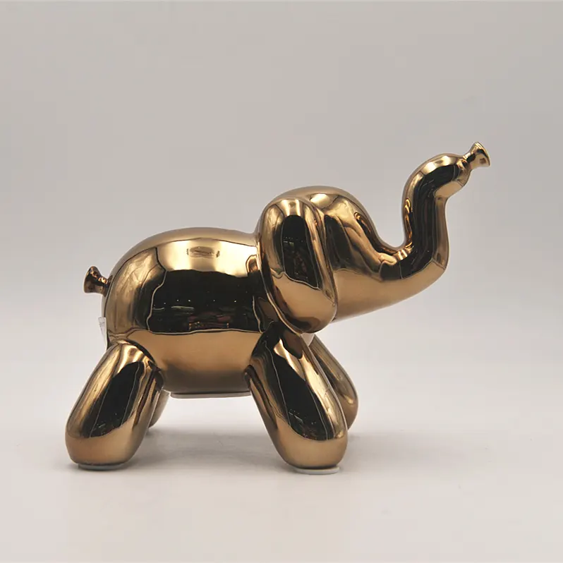Baixo preço banhado a ouro elefante cerâmica money saving box