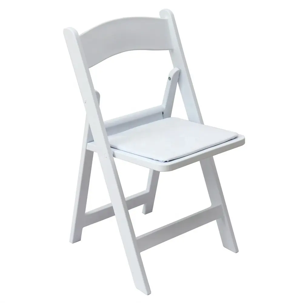 Cadeiras dobráveis acolchoadas de resina América por atacado, Cadeiras brancas de plástico para casamento Wimbledon, Cadeiras de jardim Tiffany para eventos ao ar livre