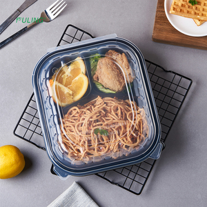 FULING 1/3 compatment 9x9 inç BPA ücretsiz MFPP Microwavable PP Togo konteynerler kapaklı paket paket yiyecek kutusu gitmek için menteşeli konteyner - Product Image 4