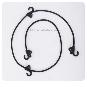 <strong>Elastic</strong> Rubber Straps Black Rope for Camper, <strong>Elastic</strong> Bungee Cord with 4 Hooks for Luggage Fixing Device Camping Car Strap