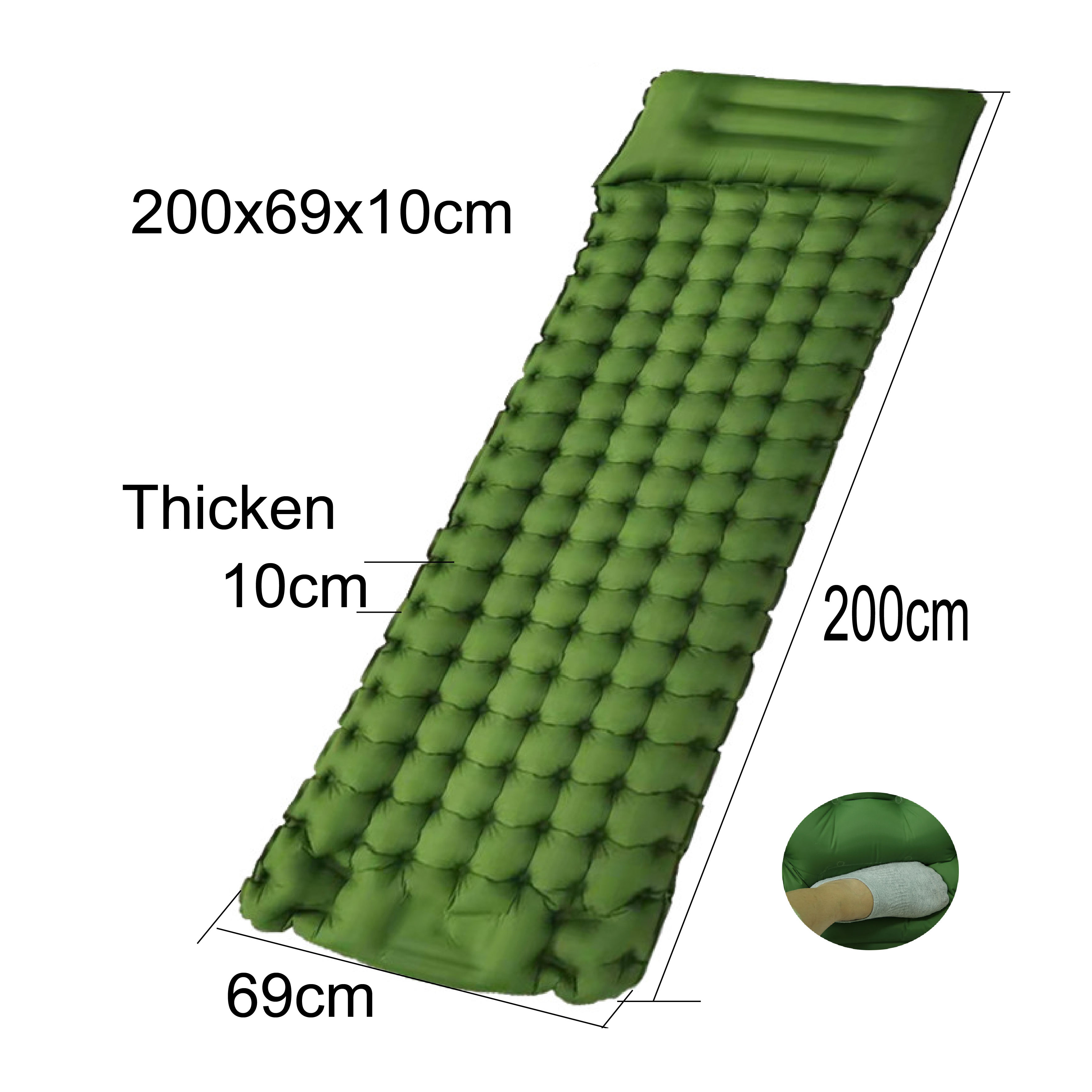 10 سانتی متر کف خواب کمپینگ جمع و جور در فضای باز پمپ باد کردن پد خواب 0