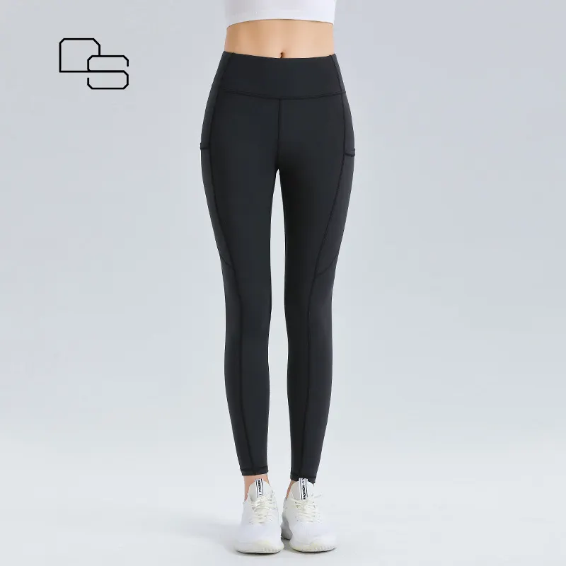 DS Schwarz Neues Design hohe Taille Fitnessbekleidung Kleidung zum Laufen Training enge Yoga-Hose Leggins für Damen