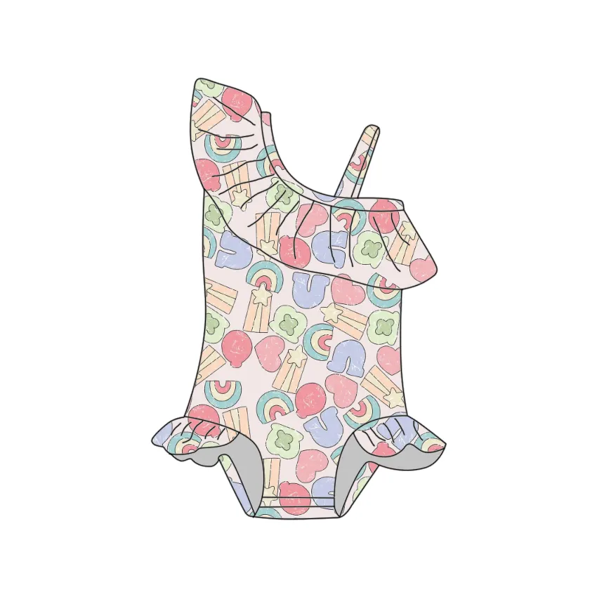 Qingli ODM Wholesale printed european children one piece swimsuit for baby girl swimwear swimsuit