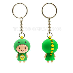 Custom Cute Cartoon Rubber 3D Keychains com impressão UV e Gravure