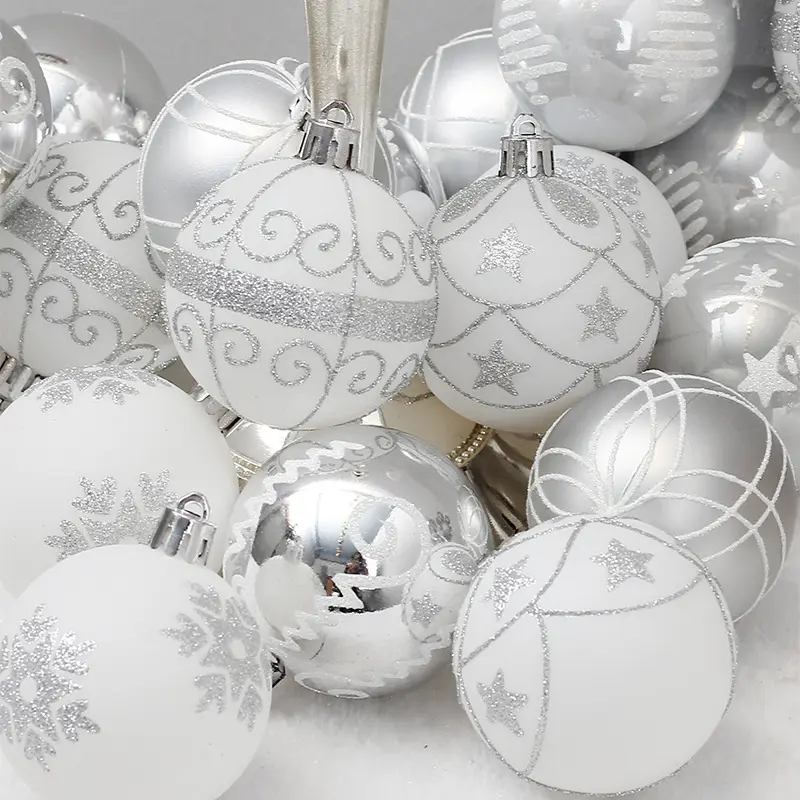 24Pcs Ballen 6Cm Ornamenten Onbreekbaar Kerstboom Decoraties Grote Opknoping Pvc Bal Snuisterij Voor Xmas Home Party