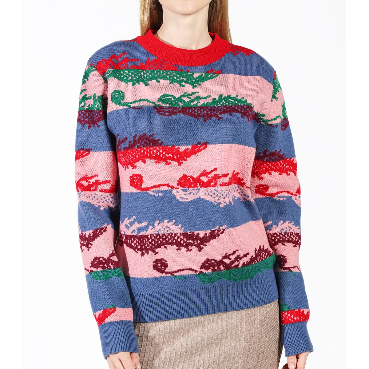 BSCI produttori di abbigliamento personalizzato maglione invernale firmato da donna maglia Jacquard con maniche lunghe Anti-Pilling