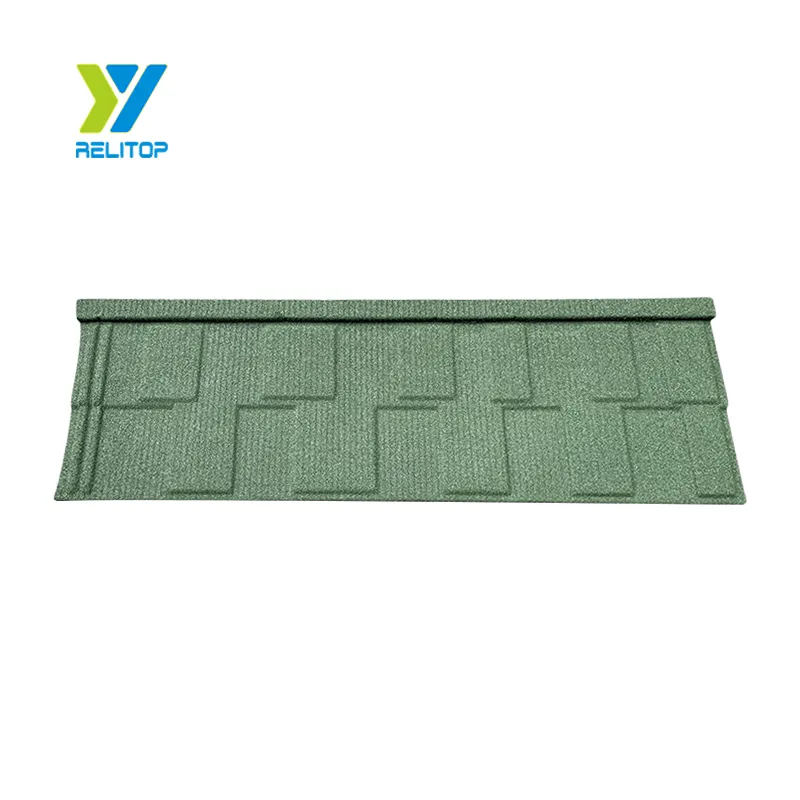 Manufacturers wholesale green shingle sheet villa thermal insulation and waterproof chain colored stone metal roof tiles