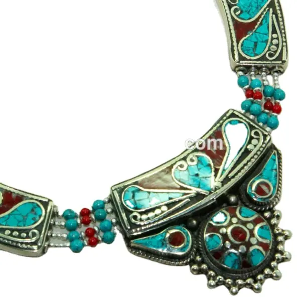 Colar tibetano atacado jóias moda vintage, coral turquesa colar, atacado jóias