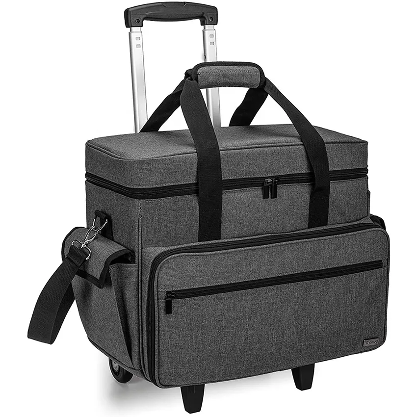 Portable sewing machine bag customized sewing Machine Case on Wheels , Rolling Sewing Machine Tote with Detachable Trolley Dolly
