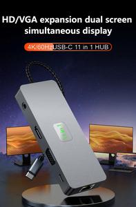 Justlink 11-in-1 USB 3.0 Type-C อะแดปเตอร์ฮับสำหรับ SD TF สำหรับ MacBook สำหรับ Dell XPS สำหรับ HP สำหรับ lenthinkpad แท่นชาร์จคู่ - Product Image 2