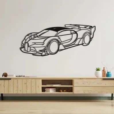 Arte de pared de coche de Metal elegante para entusiastas de la automoción-Decoración de línea abstracta para el hogar y el garaje
