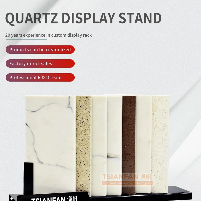 2023 New style tile sample display artificial stone slab granite burning stone retail marble table top stone display stand