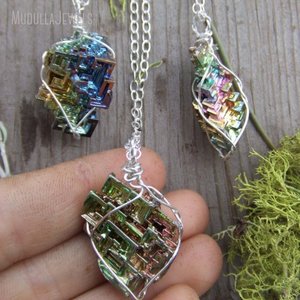 Nm26415 Nguyên Cầu Vồng <span class=keywords><strong>Bismuth</strong></span> Pha Lê Dây Bọc Mặt Dây Chuyền Mạ Bạc Thép Không Gỉ Chuỗi Vòng Cổ Độc Đáo Chic Phong Cách Đồ Trang Sức - Product Image 6