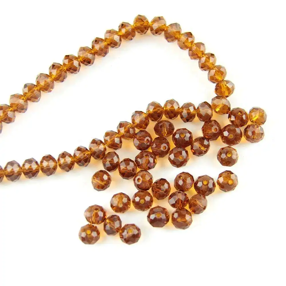 Eer Van Kristal Rondelle Spacer Donkere Amber Kleur 2Mm-12Mm Diy Voor Sieraden Kralen