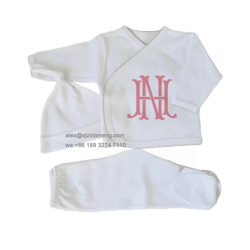 Monogramma all'ingrosso personalizzato in cotone 2024 abbigliamento per bambini collezione per neonati abbigliamento per neonati che vengono a casa vestiti per neonati