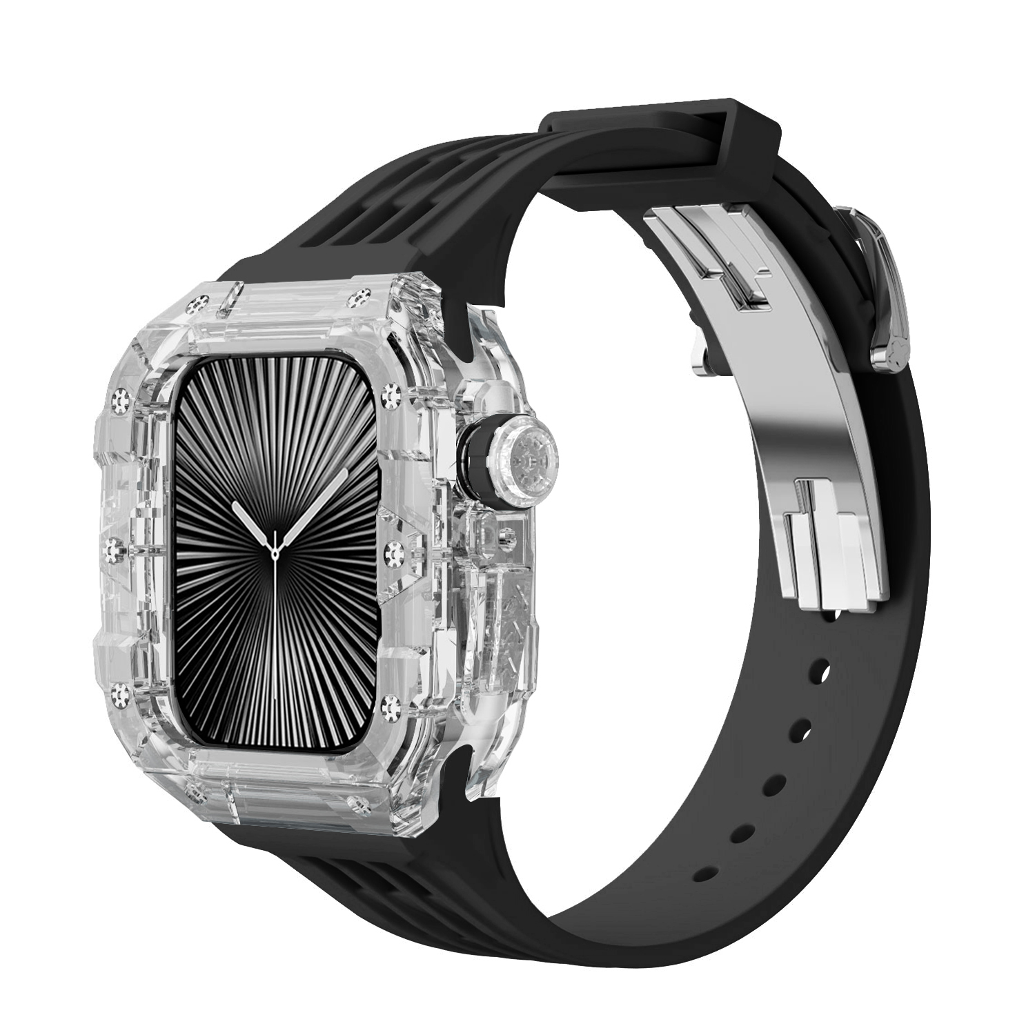 (Transparent)(Rose Gold Button) Black