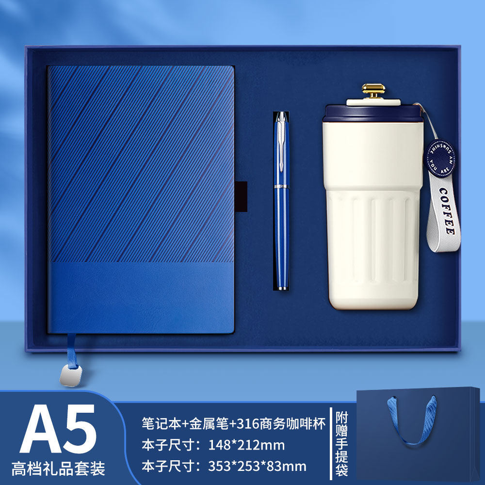Juego de tazas 316 con cuaderno azul zafiro