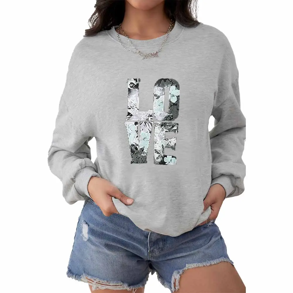 Wholesale Valentine's Day Carnival high quality off-the-stock off-the-shoulder knitted oversized graphic crew sweatshirts