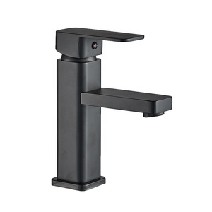 Sıhhi tesisat tek kolu el lavabo musluk sıcak soğuk su pirinç siyah tek delik Modern banyo muslukları batarya