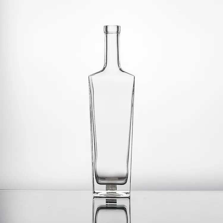 Garrafa de rum de vidro quadrado personalizado para licor 50ml 375ml 750ml 1000ml marca personalizada