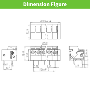 Spring <strong>Terminal</strong> <strong>Blocks</strong> Push in Electrical Connector <strong>Fixed</strong> for Pcb 5.08mm Ptich - Product Image 3