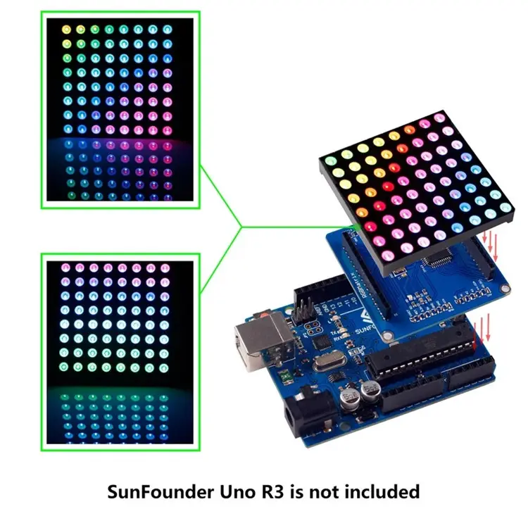 Địa chỉ RGB linh hoạt 8x8 /8x32/16x16 apa102c địa chỉ RGB LED Pixel Strip Bảng điều chỉnh
