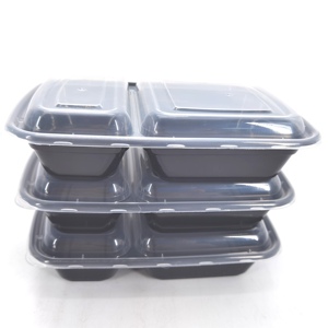 寧波工場製プラスチック2コンパートメントランチお弁当容器高級和風食事収納ボックス