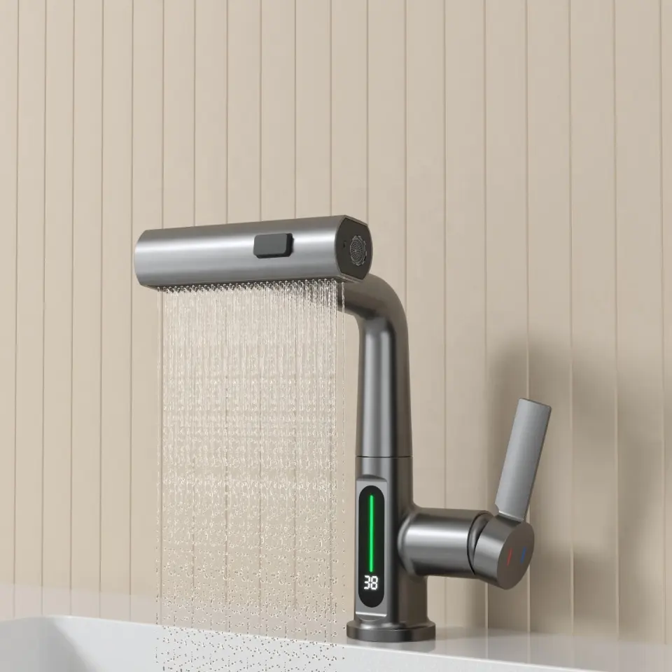 La cascata con Display digitale intelligente estende i rubinetti da bagno Robinet di lusso estraibili.