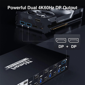 TESmart 4 Port Dual Monitor <strong>KVM</strong> <strong>Switch</strong> Kit DP 4K60Hz with USB 3.0 Docking Station EDID <strong>KVM</strong> Switcher