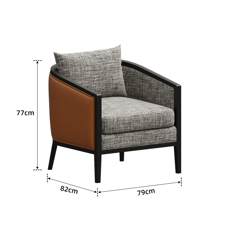 Fauteuil canapé orange (coton, lin, cuir Nappa)