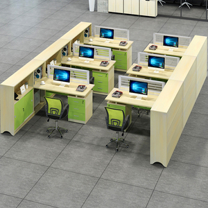 Wooden modern workstations table for <strong>computer</strong> working table 6 people - Product Image 5