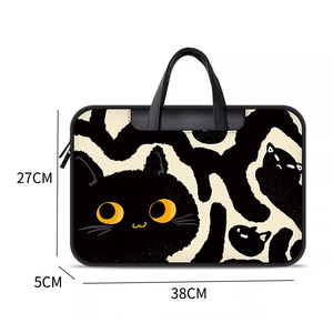 Modelli personalizzati e Logo a prova di Quakeproof gatto nero personaggio dei cartoni animati borsa portatile in Nylon leggero custodia per Laptop e Tablet