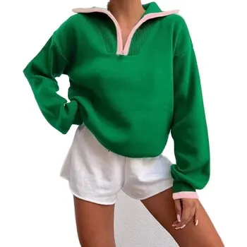 Suéter de malha de algodão acrílico com meio zip personalizado OEM ODM suéter feminino Zeta Phi Beta de alta qualidade