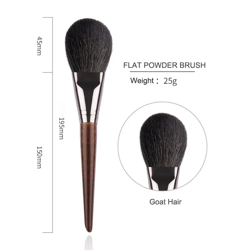 High End Large Luxurious Flat Tapered Kabuki Powder Brush Soft Touch Animal Bristles Cheek Makeup Brush Airbrushed Application